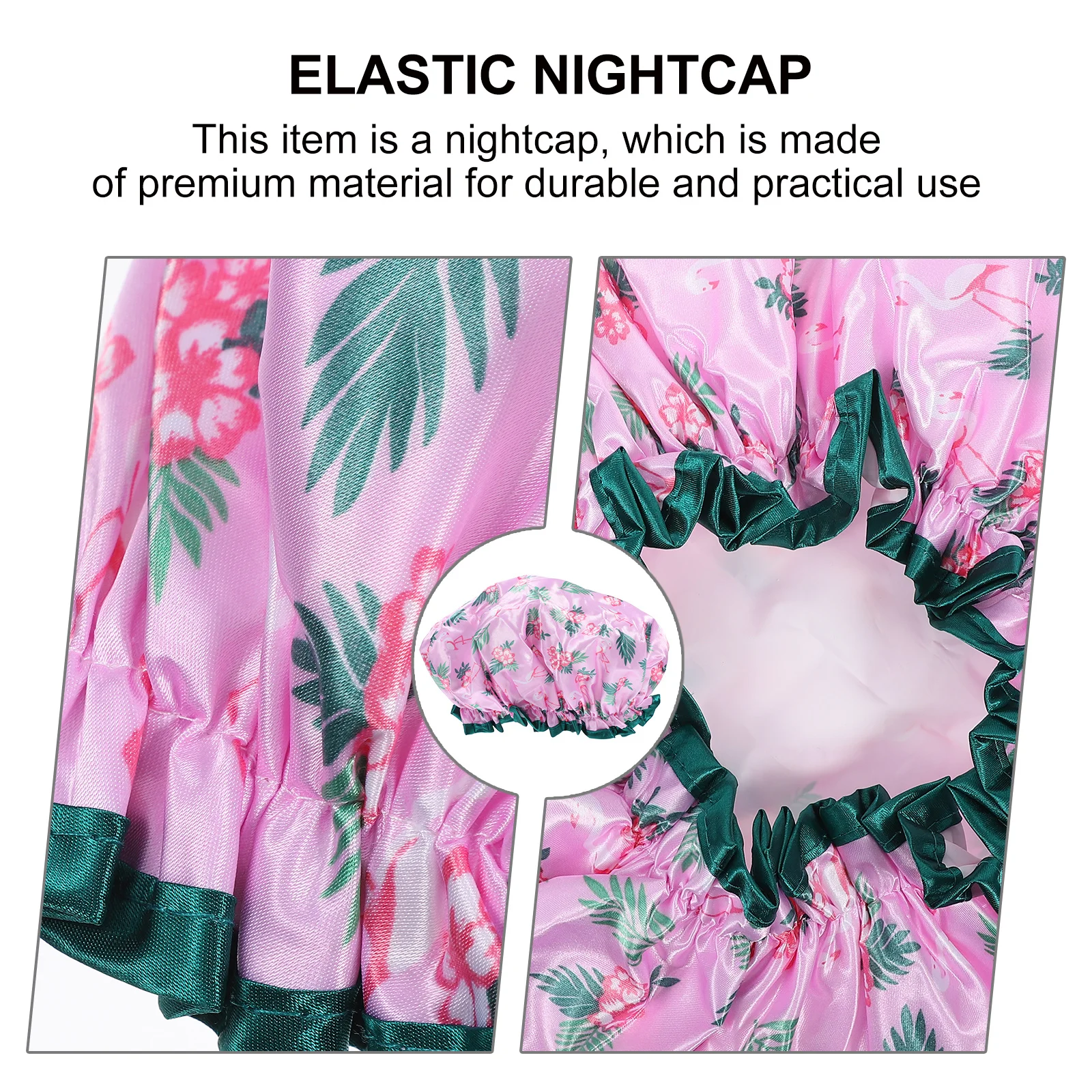 

2Pcs Waterproof Shower Caps Double Layer Satin Elastic Bathing Caps Soft Lightweight Hair Protection for Spa Elastic Cap