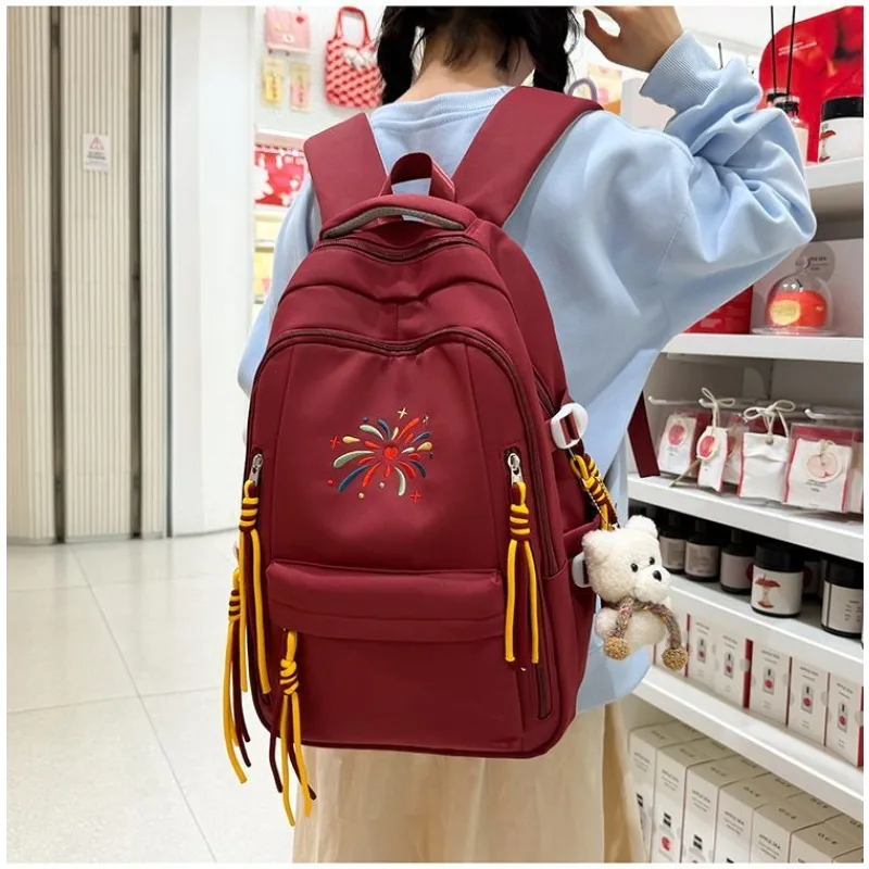 Ins High School Students High Value Design Backpack Large Capacity Simple Versatile Schoolbag Korean Junior High School Backpack