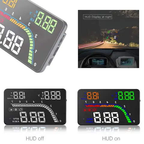 T100 OBD2 HUD 자동차 헤드업 디스플레이, 디지털 자동차 속도계 앞유리 프로젝터, 4 인치