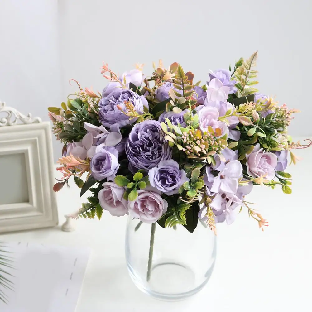 Artificial Peony Flower Waterproof Long Stem Wedding Table Centerpiece Hydrangea Fake Plant Photograph Prop Home Decorations