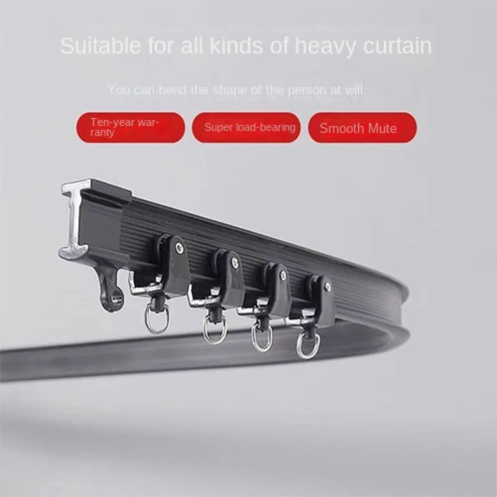 Durable 2/3m Curtain Track Flexible Bendable U-shaped Curtain Rail Curtain Slide Ceiling Wall Mount