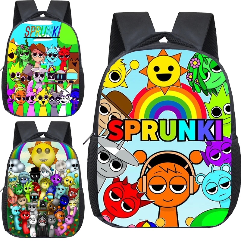 

Sprunki Cartoon Kids Backpack Kindergarten Schoolbag Incredibox Game Waterproof Backpack for Boys Girls Anime Bookbags Best Gift