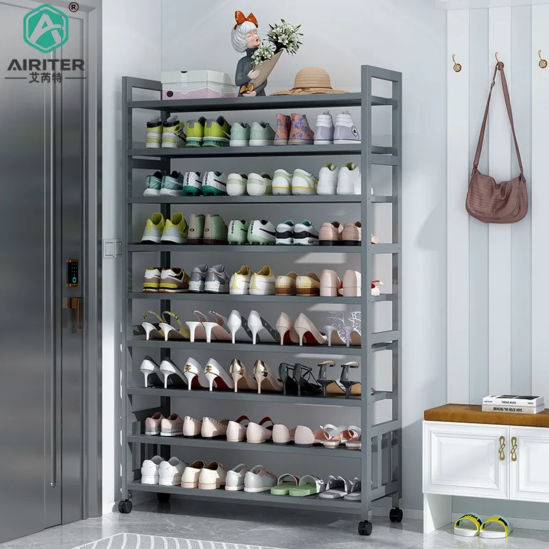 Modern minimalist multi-layer shoe rack, home door shoe storage rack with pulleys, simple shoe cabinet, multi-layer storage rack