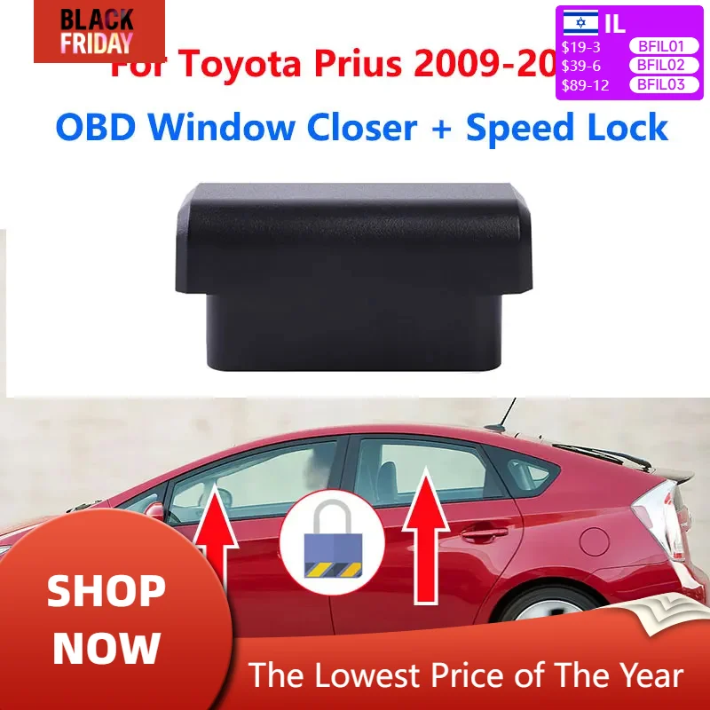 For Toyota Prius 3th 4th 2009 - 2019 Auto OBD Window Lift Closer Opening + Speed Lock Unlock  Module Left Hand Drive Car