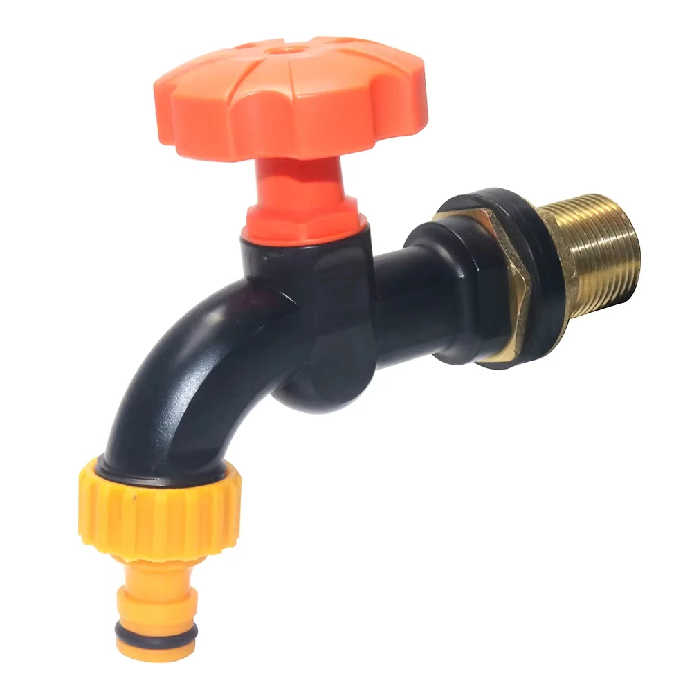 Combination 3-piece copper threaded flange+plastic faucet combination garden water connection kit