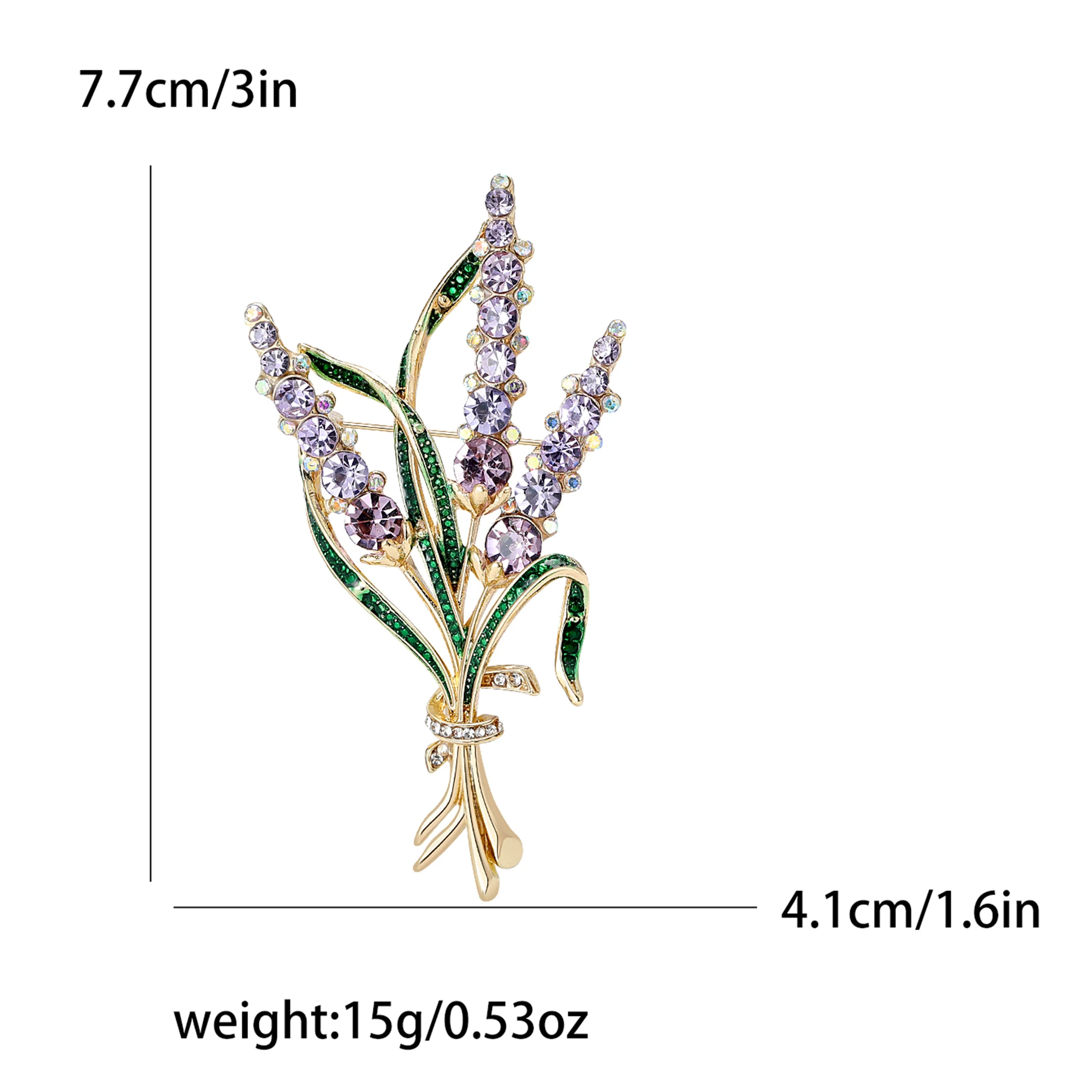 Beaut&Berry Rhinestone Ear of Wheat Brooches for Women Unisex Plant Pins 3-color Available Casual Party Accessories Gifts