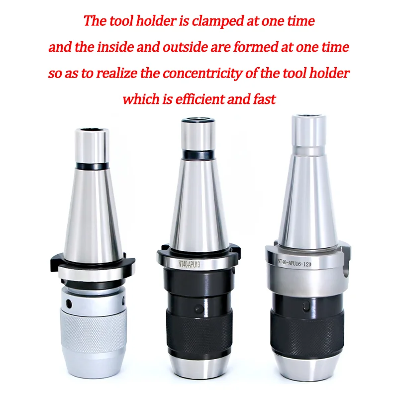1 Set NT30 APU16 (1-16mm) NT30 APU13 (1-13mm) NT40 APU16 Arbor Keyless Drill Chuck Self-Tight Holder for CNC Machine Tools