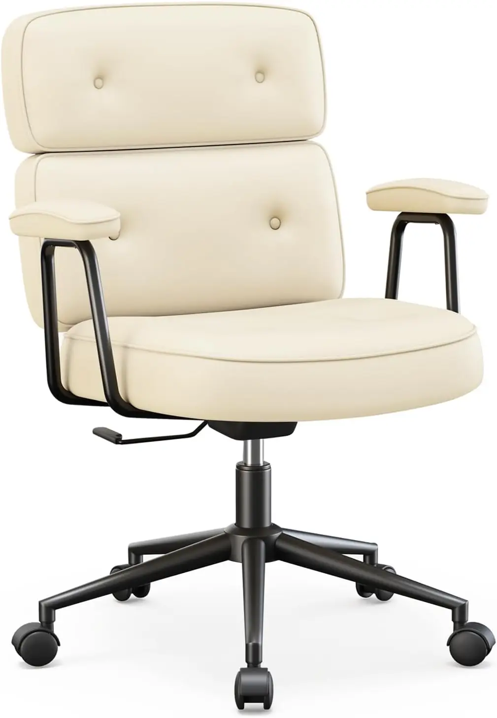 Off-White Mesh Home Office Desk Chair, Adjustable Height with Lumbar Support and Rolling Swivel