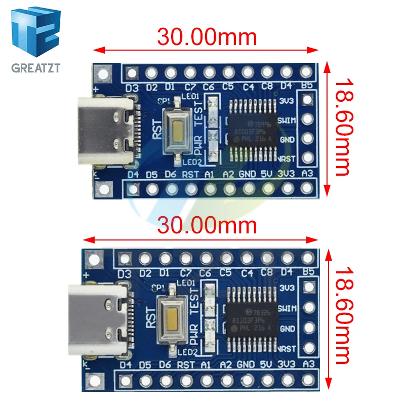 GREATZT STM8S003F3P6 STM8S103F3P6 لوحة النظام TYPE-C STM8S STM8 مجلس التنمية الحد الأدنى الأساسية مجلس لاردوينو STM لتقوم بها بنفسك عدة