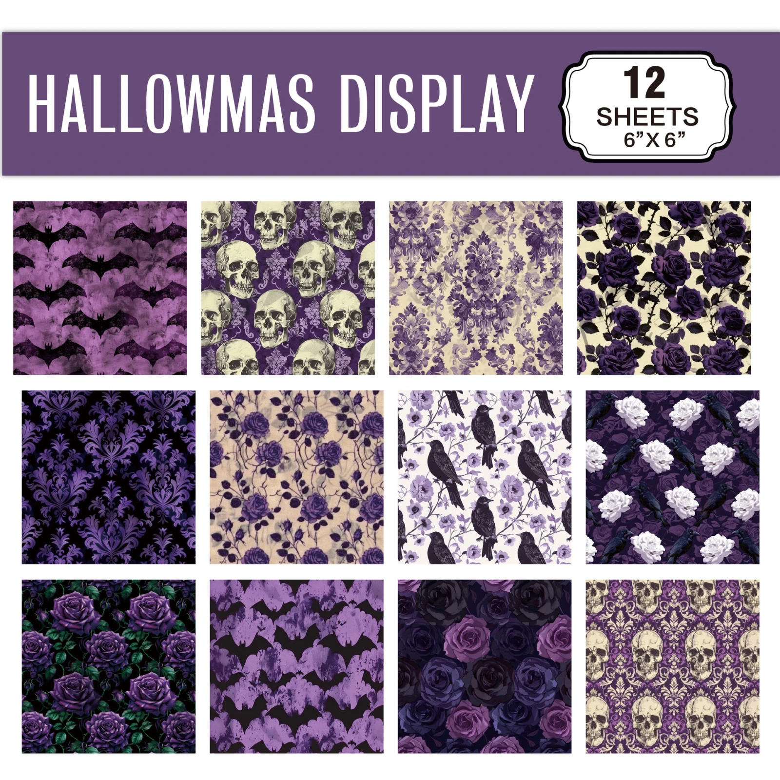 12Pcs Halloween Theme Vintage Dark Series Scrapbooking Paper Set  Journaling Material Craft DIY Stationery Supplies