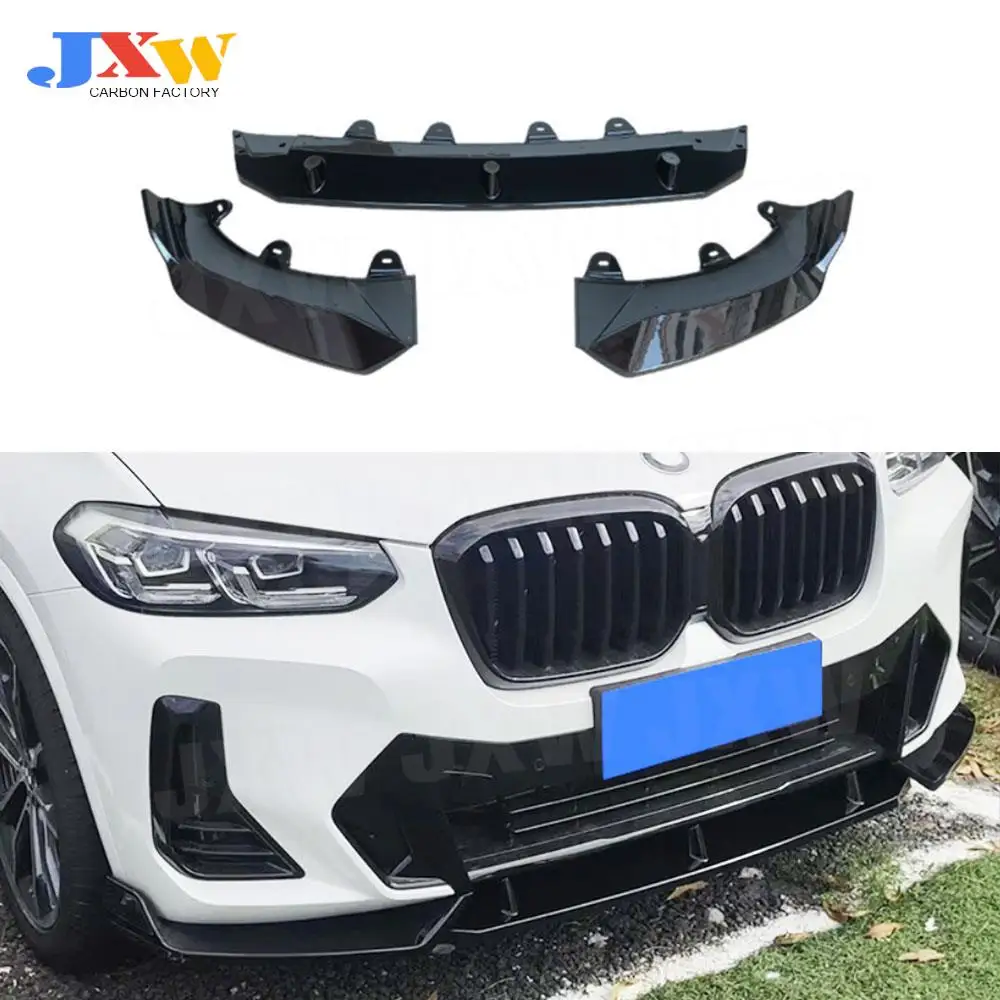 

3Pcs/set ABS Front Bumper Lip Chin Spoiler For BMW X3 G01 X4 G02 M Sport 2022+ Front Bumper Lip Chin Spoiler Body Kit