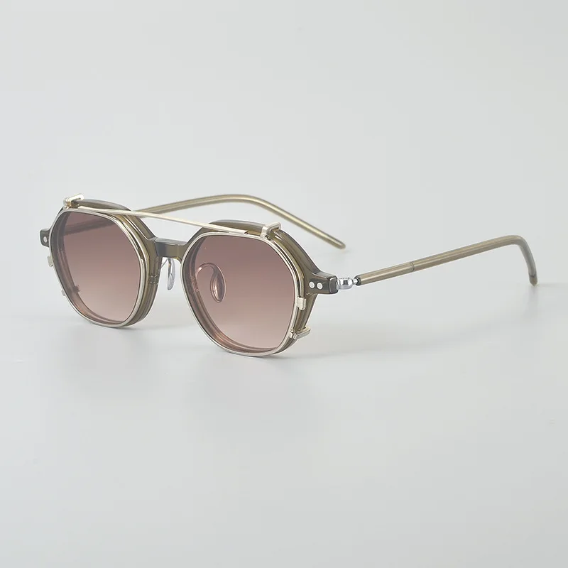 New High Quality Acetate Titanium Detachable 2-in-1 Clip on Men Sunglasses Women Optical UV400 Sun Glasses Prescription Glasses