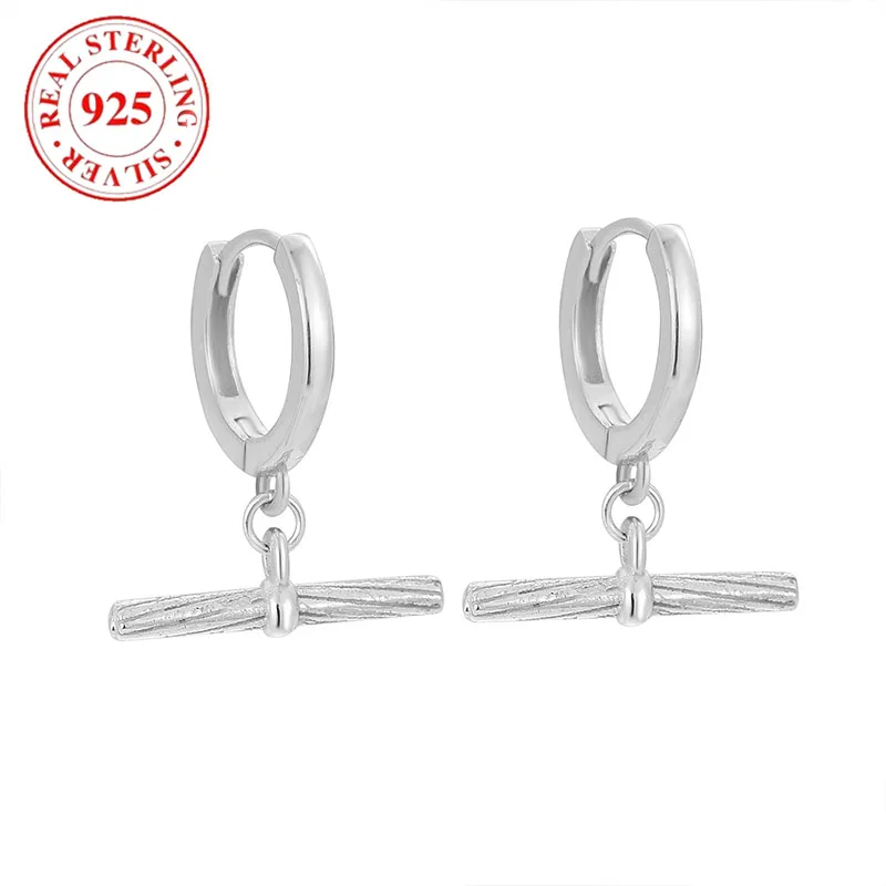 

925 Sterling Silver Geometric T-shaped Women's Earrings Hypoallergenic Simple Earrings for Women Elegant Fine Jewelry Gifts