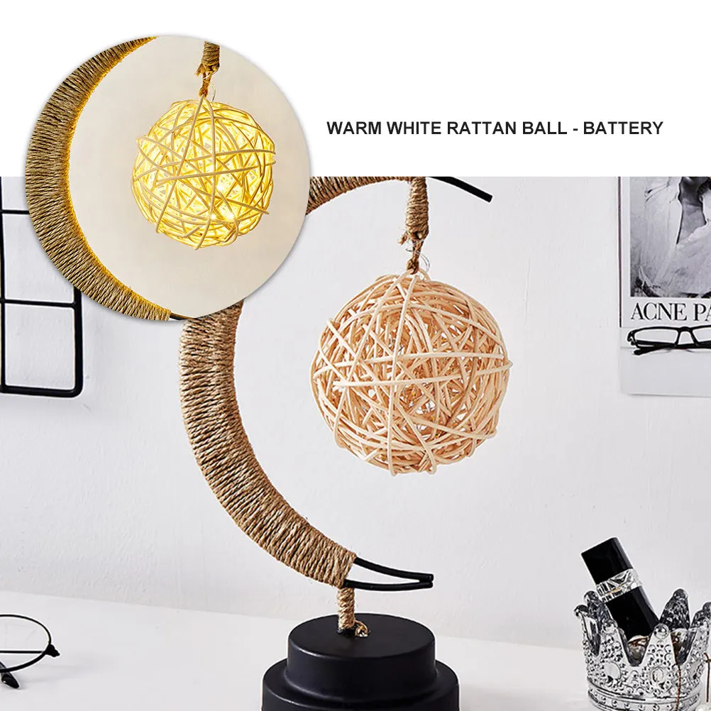 

1 шт. Ретро-светильник «Луна» со светодиодами, ночник для спальни, бара, кофейни, вечеринки, подарок, настольная лампа-шар из ротанга