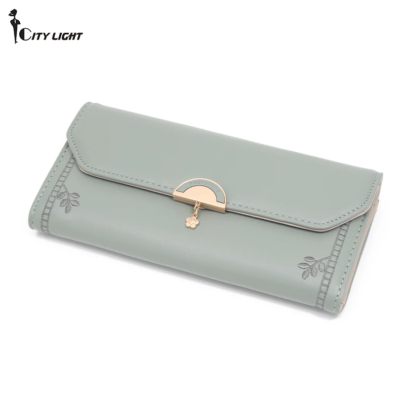 

High Capacity Female Wallet Women Leather Folding Coin Purse Hasp Long Wallet Fashion Lady Purse For Credit Cards