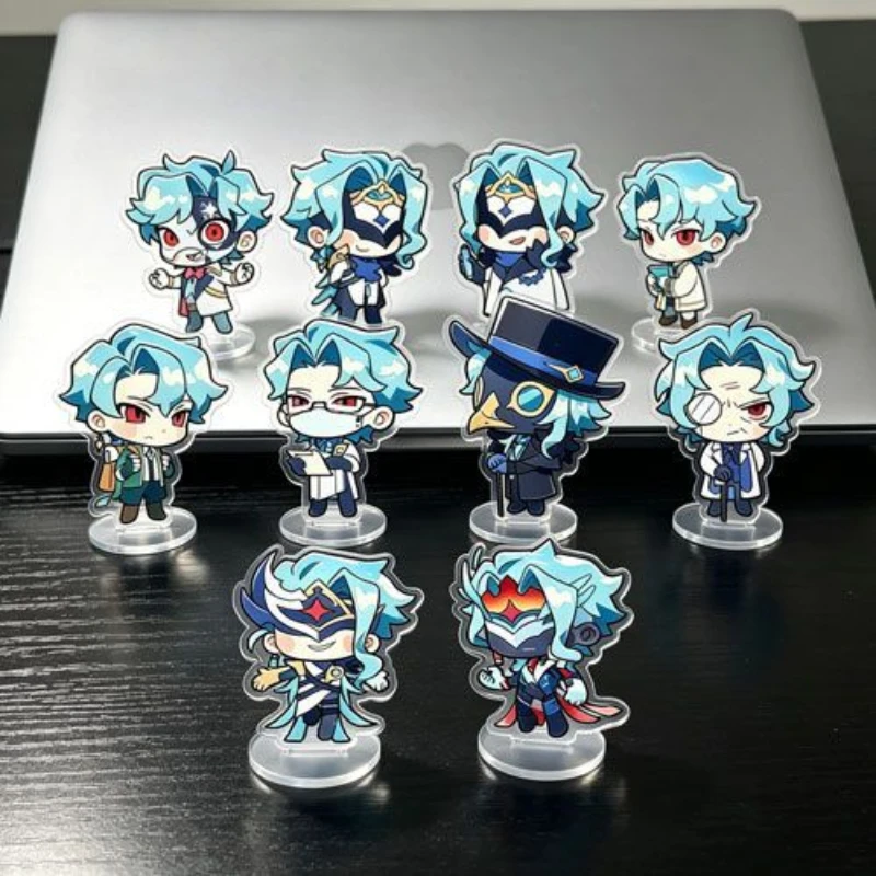 Game Fatui Il Dottore Zandik The Doctor Cosplay Standing Plate Acrylic Figure Stand 10Pcs/set Desktop Decoration Ornament Prop