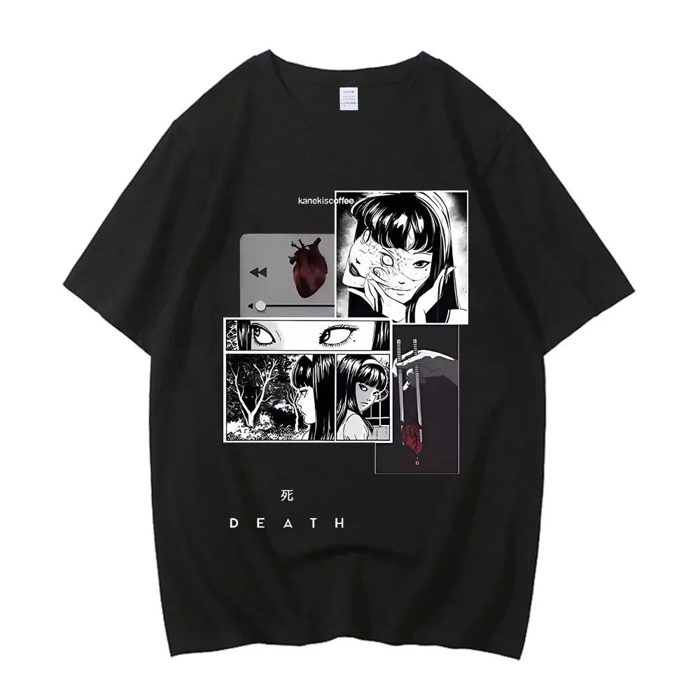 Camiseta Junji Ito para niña, camiseta estética colorida con gráfico universitario de los años 80, anime universitario de los años 2000, Punk Pastel kawaii