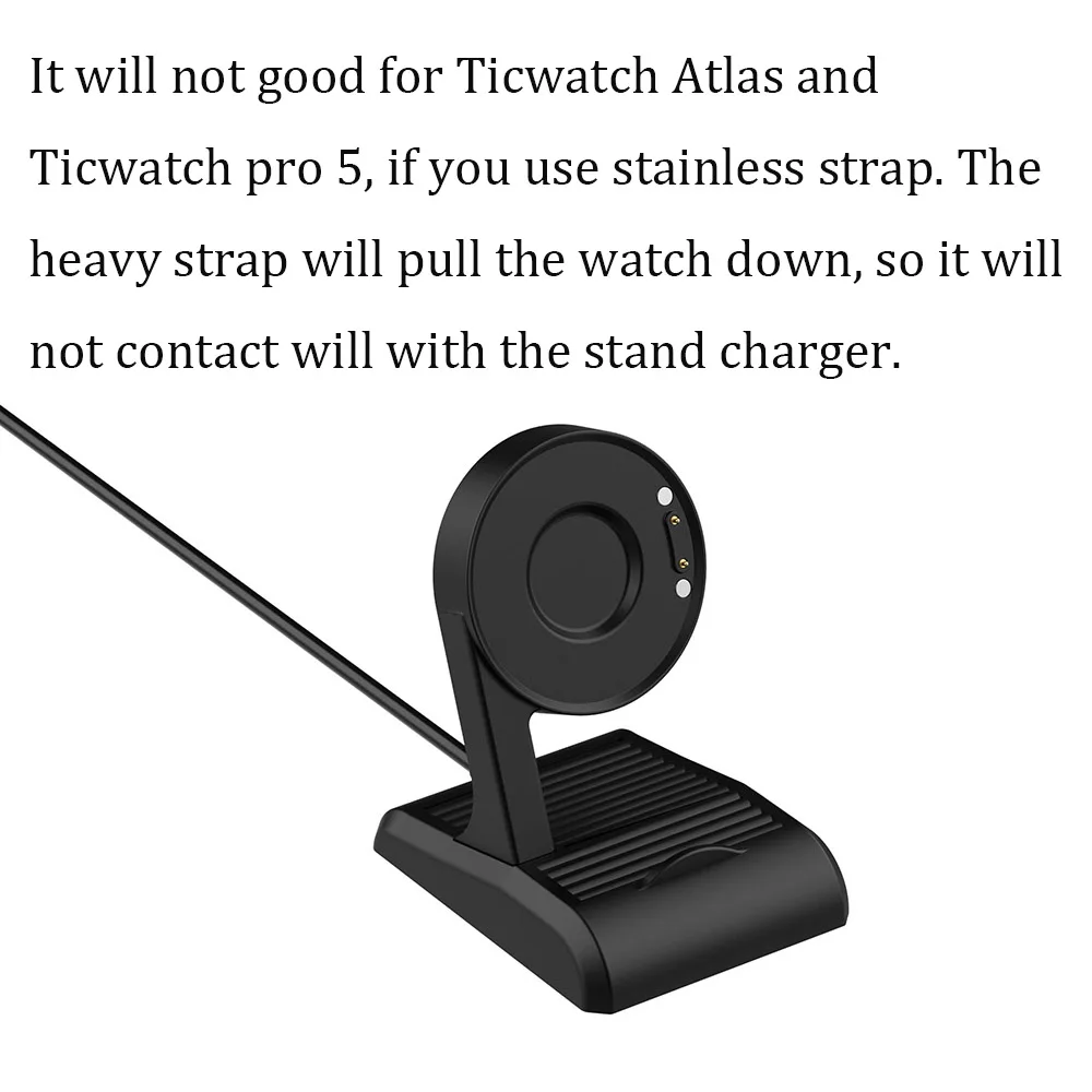 شاحن حامل لشاحن Ticwatch E3/ Pro X/Pro 3/ Pro 3 Lite حامل قاعدة شحن لساعة TicWatch Pro X/Pro 3/3 Lite الذكية