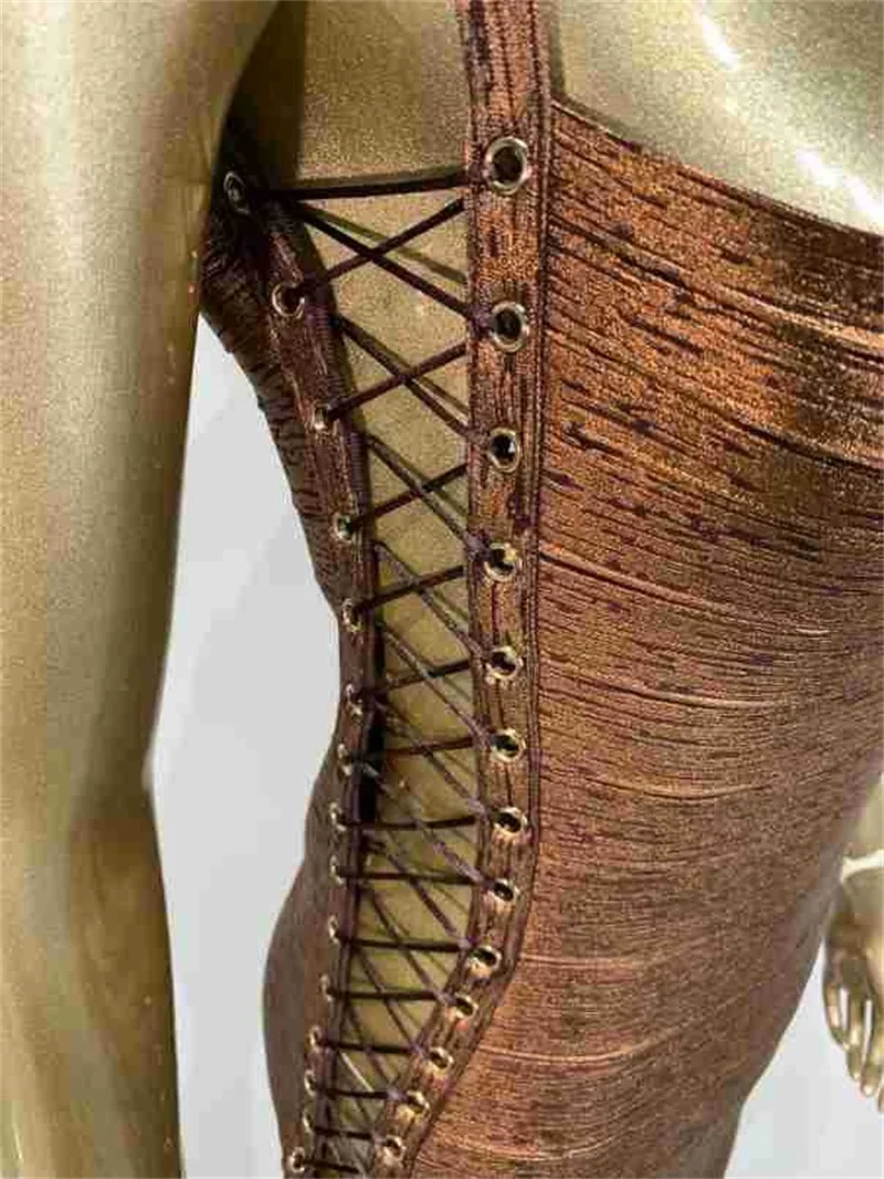 Sexy Brown Prom Dress Sleeveless Lace Up Side Short Mini Party Gown Hot Girl Club Wear Formal Wedding Birthday Evening Robe