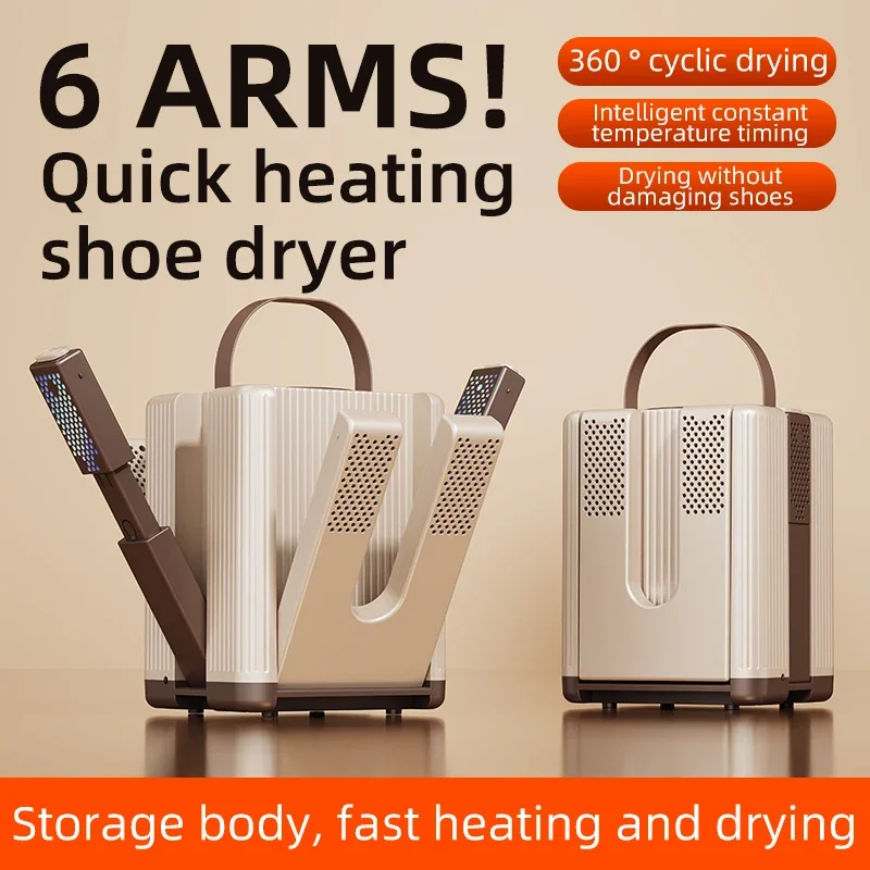 Electric Shoes Dryer 6 Arms Portable Foldable Telescopic Smart Heater Deodorizer Dehumidifier Shoe Drying Machine Foot Warmer
