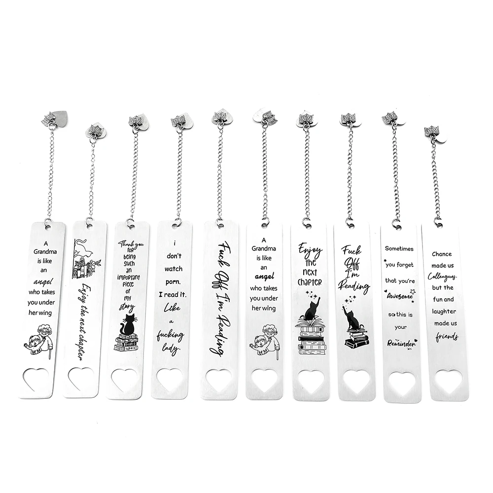 

Creative Stainless Steel Bookmark BFF Birthday Gift for Friends Hollowed Out Heart Cat Pattern For Cat Slaves