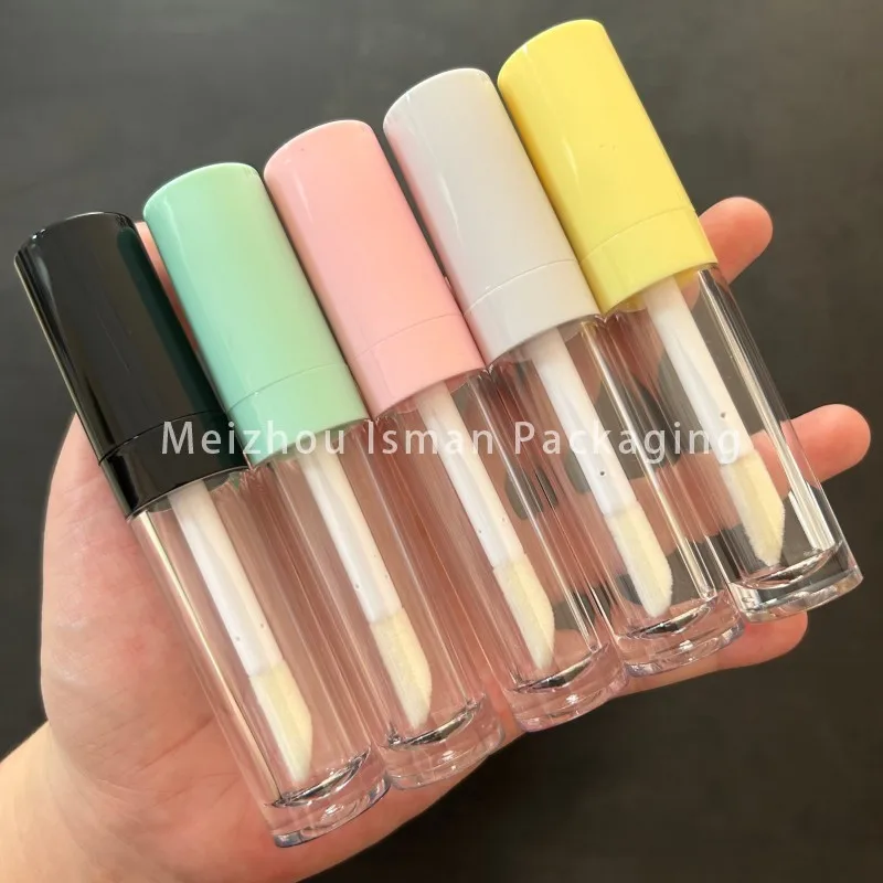 

50Pcs New Multi-color 9Ml Empty Lipgloss Containers Yellow Pink Green Nude Brown Purple Lip Gloss Tubes With Big Brush Wand