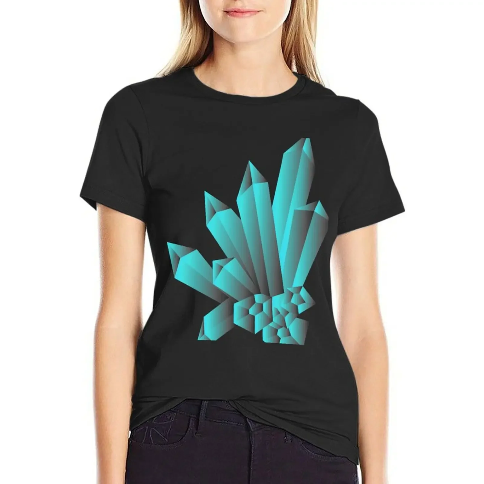 

Blue Crystals T-Shirt animal prinfor plus sizes plus size tops summer clothes t shirt Women