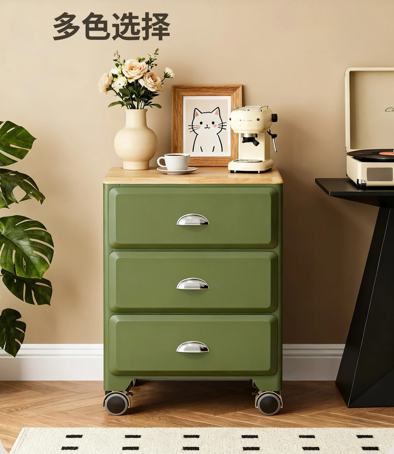 Retro industrial style tin chest, multi-layer chest of drawers, bedroom, living room storage cabinet