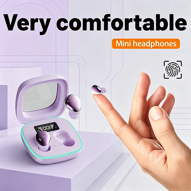 B51-Ultra-small wireless earbuds, in-ear type, touch-controlled, mini wireless headphones, featuring high-fidelity stereo audio image 2