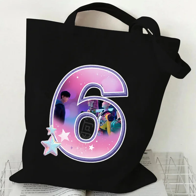 KPop شيطان الصيادين حزمة المرأة البسيطة رسالة أنيقة 1-9 حقيبة قماش قنب حقائب اليد حقائب كتف عادية التسوق الفتيات حقيبة يد هدية