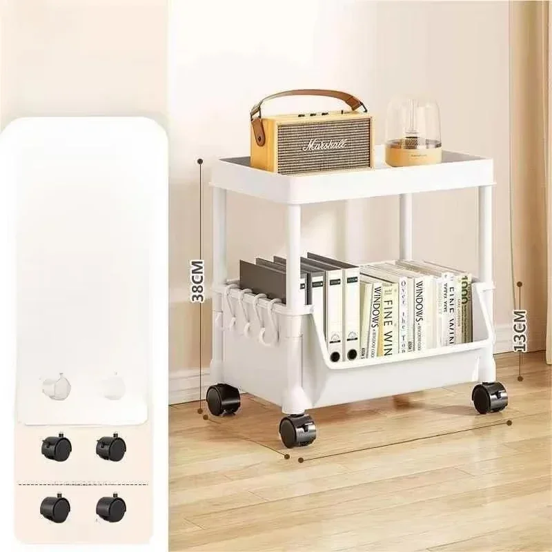 Multi story kitchen bathroom snack supply rack, multifunctional small handcart storage rack with wheeled household storage rack