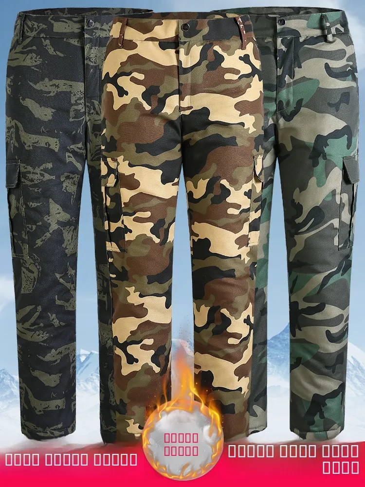 

Men's Winter Thiened Warm Cotton Pants Waterproof Cold-resistant Workwear Trousers Loose Fit Labor Protection Long Trousers