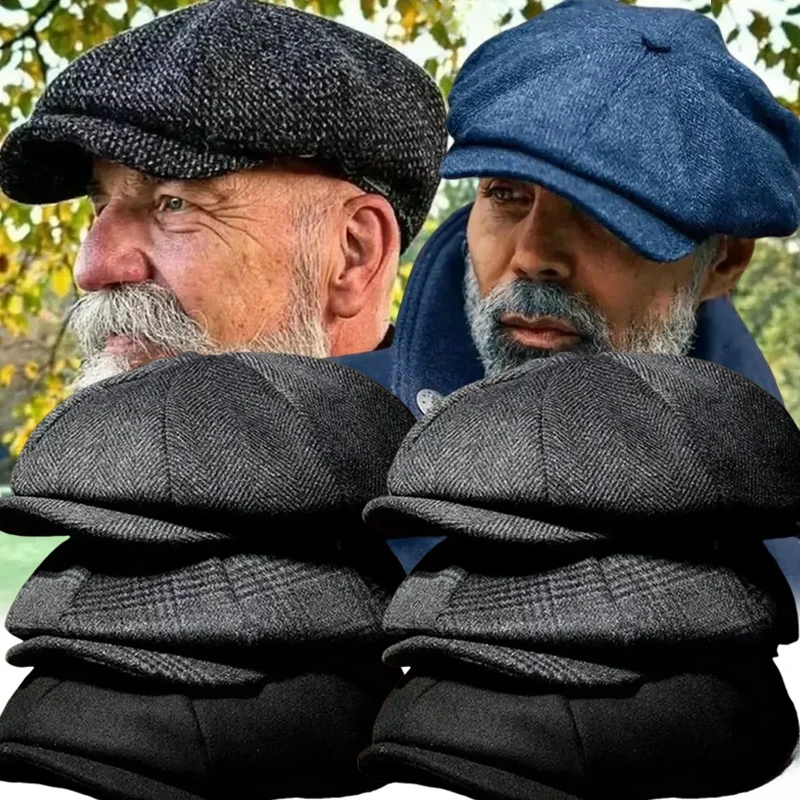 

Fashion Men Berets Hat Autumn New Vintage Herringbone Octagon Painter Caps Women'S Casual Pumpkin Hat Gatsby Flat Berets Gorras