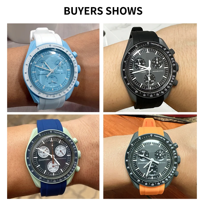 Silicone Watch Accessories for Omega and Swatch Collaboration Watchband MoonSwatch Series 20mm Black Dark-Blue White Brown Strap image 3