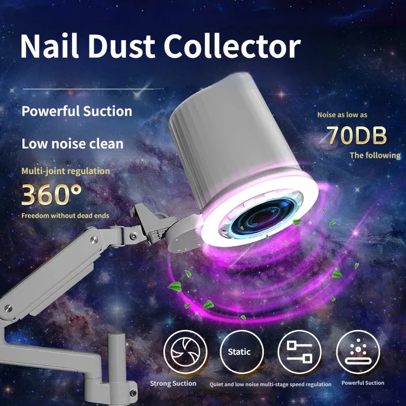 NEW Upgraded Nail Dust Suction Machine High Suction Low Noise Manicure Pedicure Dust Collector Salon Equipment