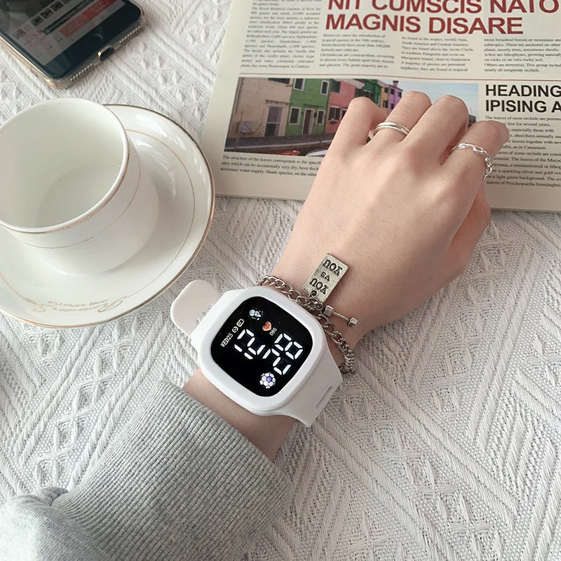 Модные спортивные часы для женщин и мужчин, электронные светодиодные цифровые часы, повседневные силиконовые женские часы с большим циферблатом, спортивные часы