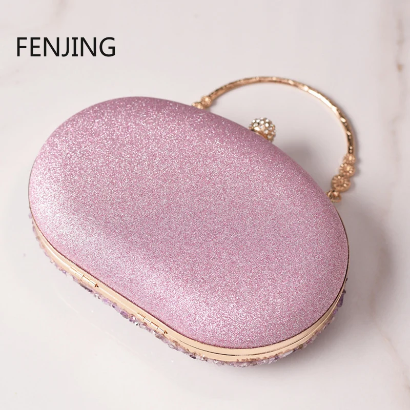 Diamond Evening Bags Shell Round Rhinestone Clutch Women Handbags Wedding Party Shoulder Bags 2024 New Purse Bolsas De Mujer