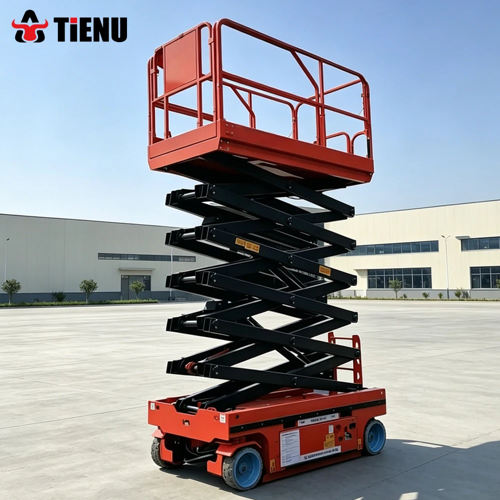 Electric Scissor Lift Platform Self Propelled Aerial Work Lift With an Extendable Platform Stable Lifting Operation
