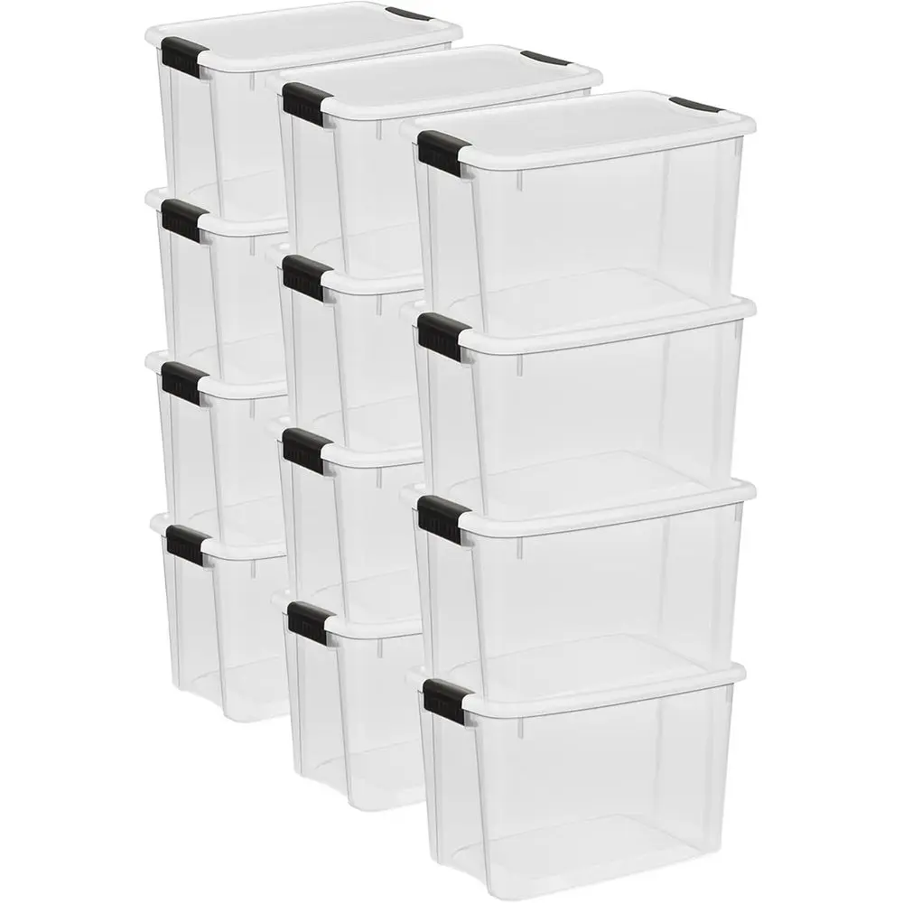 Stackable 30-Quart Clear Plastic Storage Bins with Lids - Ideal for Home, Garage, Attic, Basement, and Closet Organization