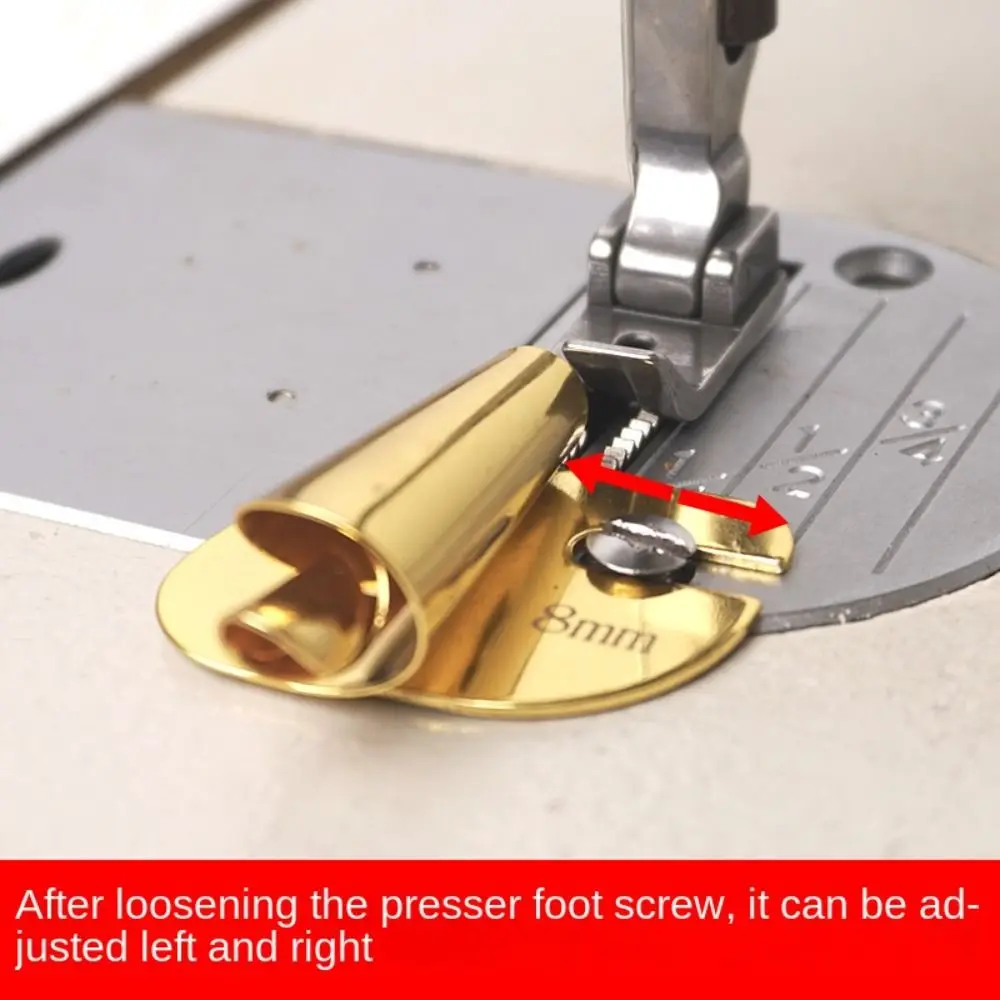 3mm-10mm Sewing Rolled Hemmer Foot Gold Stainless Steel Sewing Machine Presser Foot DIY Crafts Durable Hemming Puller Home