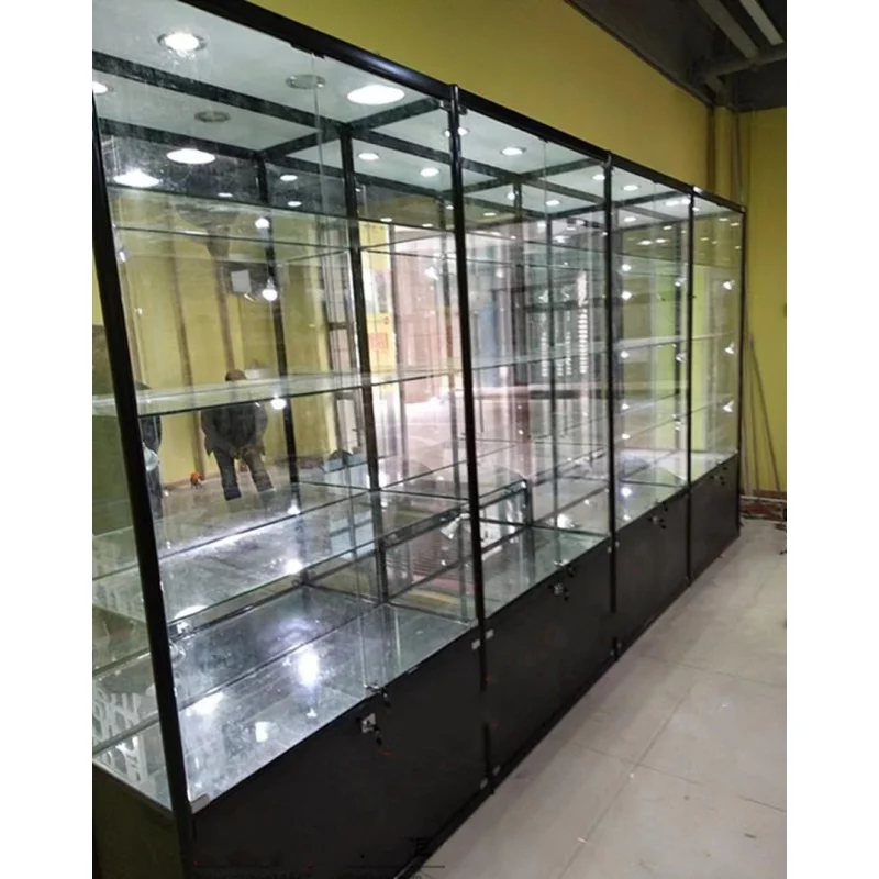 (customized)Wooden Glass Cabinet Retail Shop Showcase Cosmetics Display with Lock