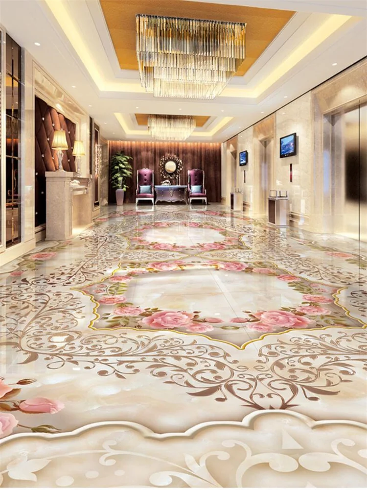 Custom floor painting 3d marble relief jade parquet stone pattern floor tile self-adhesive floor home decor decoration painting