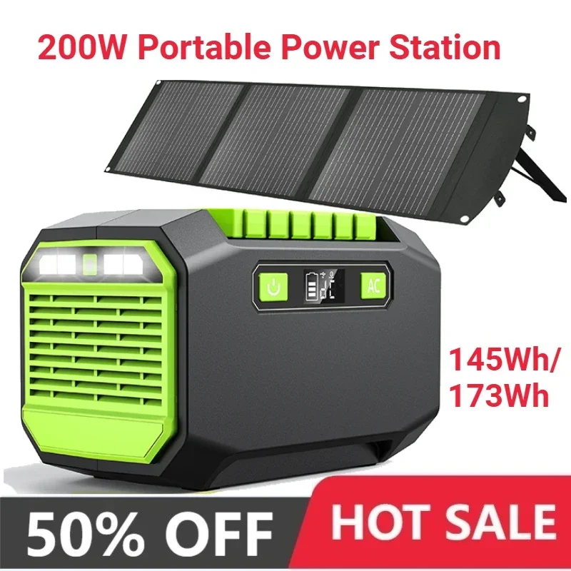 Przenośna stacja zasilania 145Wh 200W 220V/110V Generator Solarny Zewnętrzny Awaryjny Mobilny Power Bank 39000mAh na Kemping Zasilanie LED