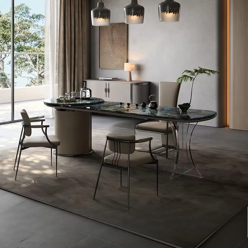 yjq light luxury rock plate tea table combination high-end luxury stone tea table