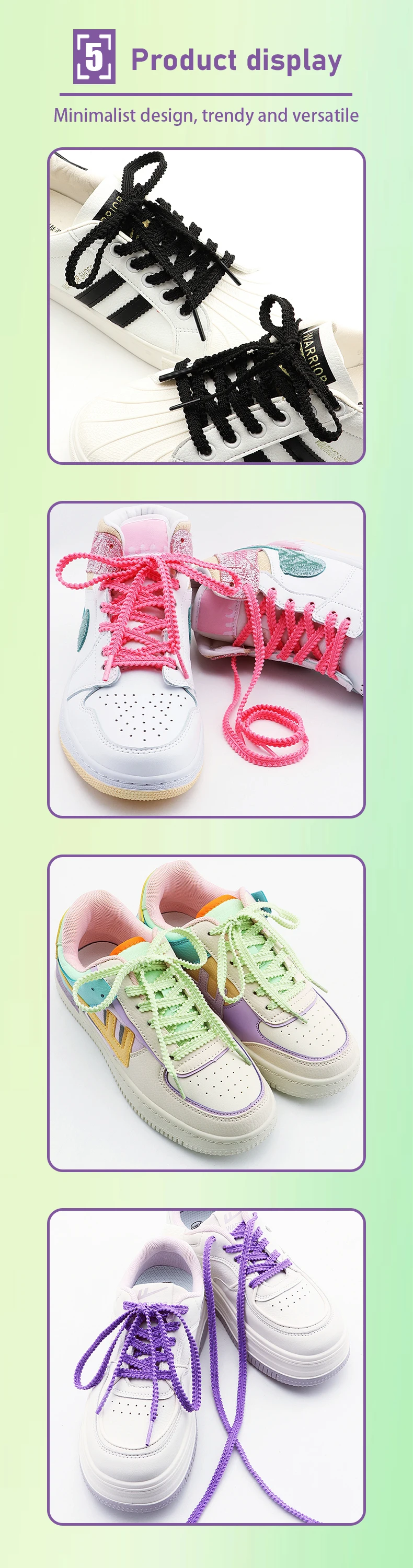 Schwarze und weiße Schnürsenkel für Sneaker, Tennisschuhe, modische flache Schnürsenkel für Schuhe, 120/140/160 cm, Schuhzubehör, 1 Paar. – Detail 6