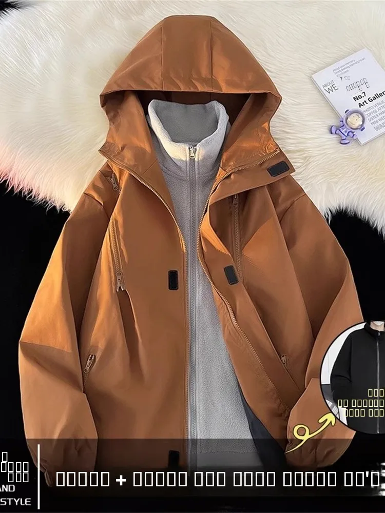 

American Sle Tee-in-One Detachable Hooded Jaet Men's Autumn Winter Outdoor Windproof Mountain Climbing Clothing