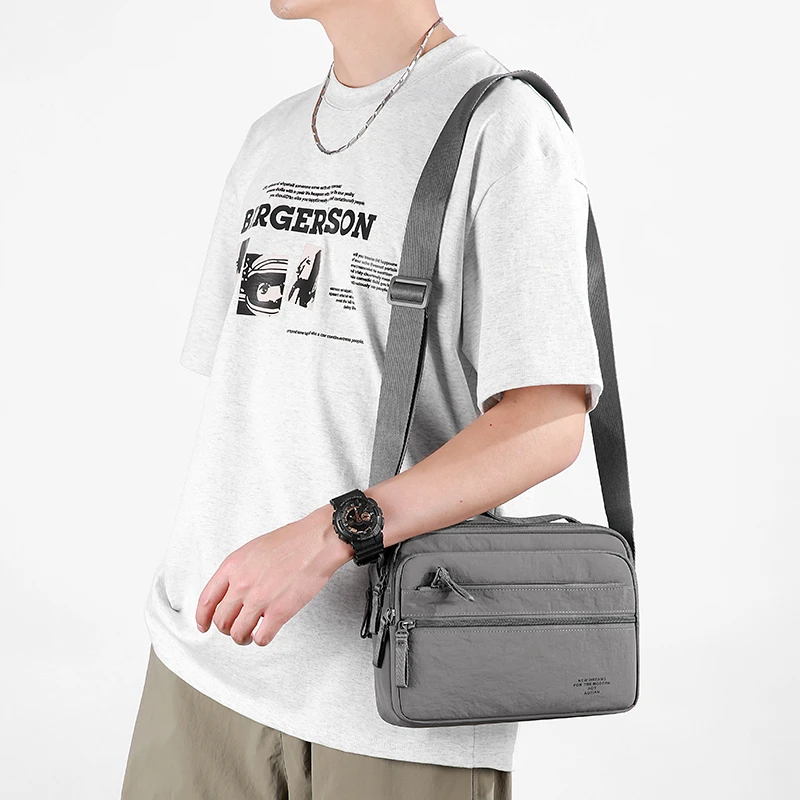Leichte Herren-Umhängetasche aus Oxford-Stoff – Mehrschichtige, robuste Schultertasche für den täglichen Pendelverkehr und Reisen – Schulter-Brusttasche – Detail 3