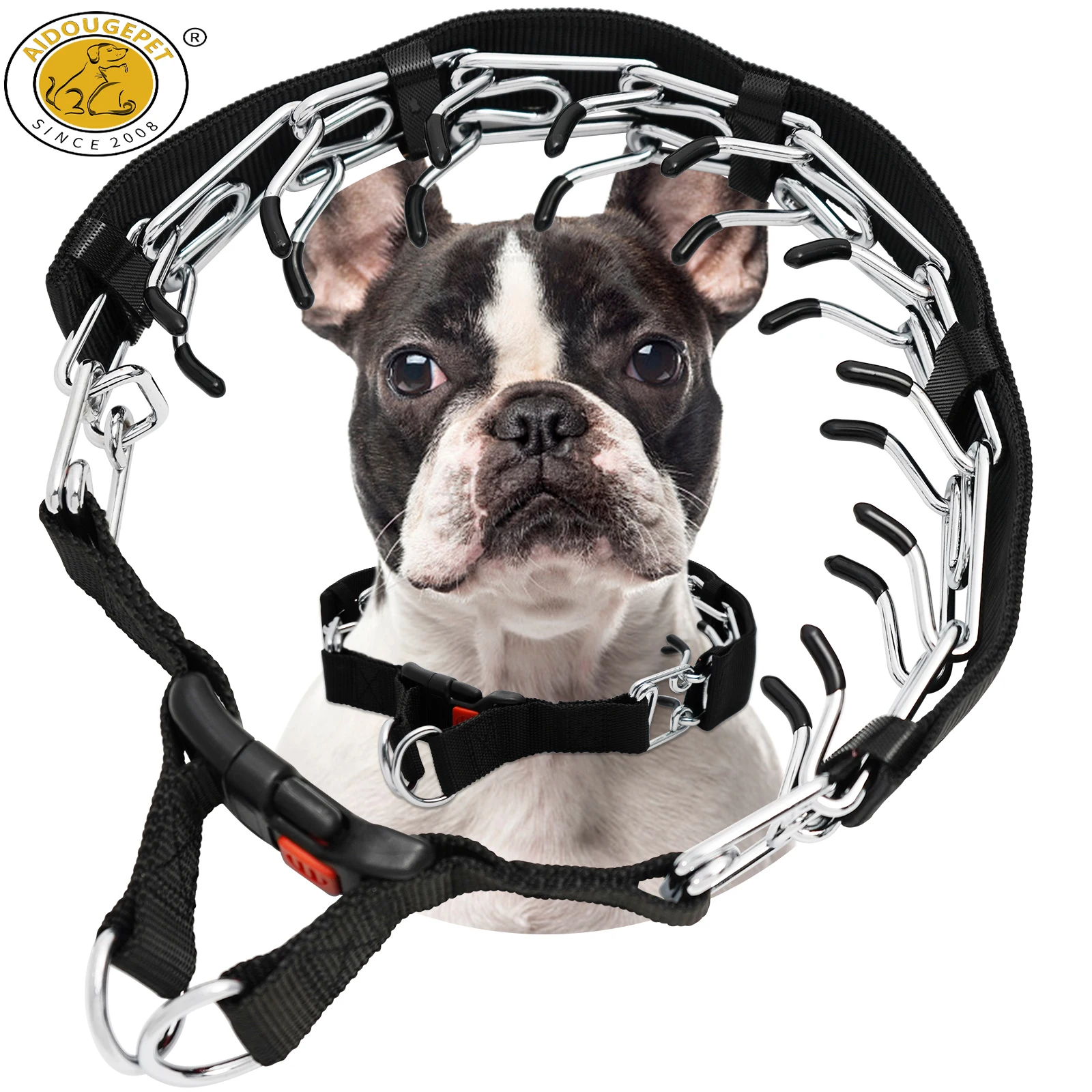 Prong Collar for Dogs Steel Training Collar, Adjustable Pinch Collar with Quick Release Buckle for Small Medium Large Dogs