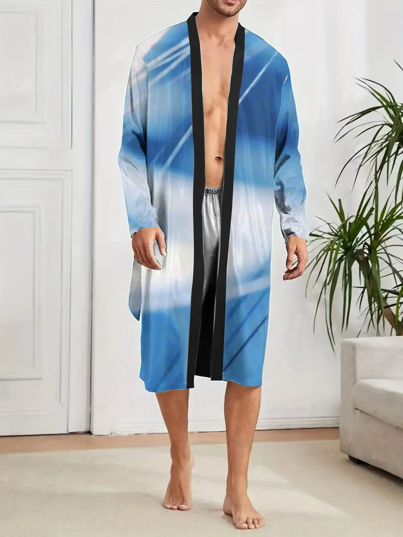 1pcs Men's Robes 2026 Spring/Summer Robes 3D Printed Bathrobe man Graphic robe Long Nightgown Polyester Bathrobe
