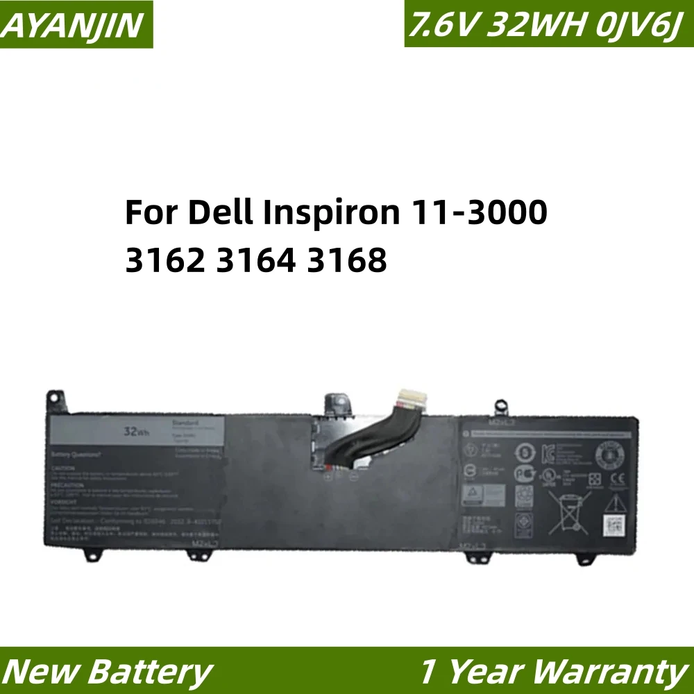 

0JV6J 7.6V 32Wh Laptop Battery For Dell Inspiron 11-3000 3162 3164 3168 8NWF3 PGYK5 0HH6K9